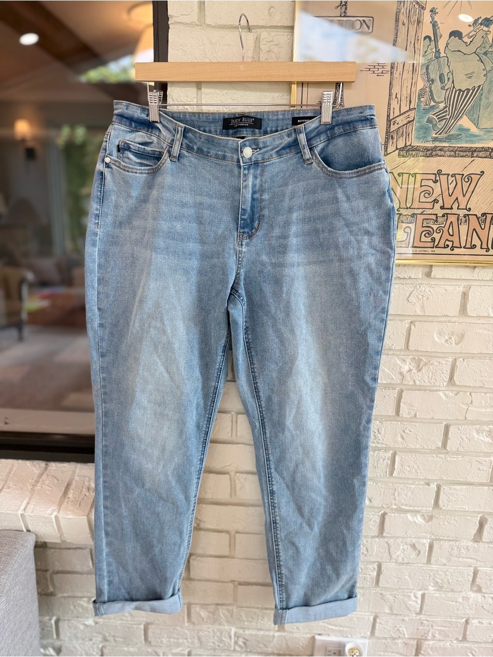 Judy Blue Mid Rise Boyfriend Fit Stretch Jeans 15 / 32